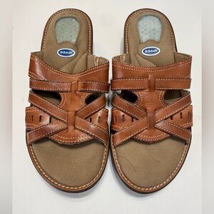 Dr. Scholl's Tan Leather Slide Sandals